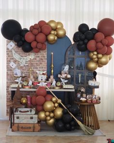 a room filled with lots of balloons and decorations