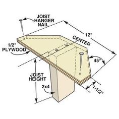 an image of a wooden table with measurements for the top and bottom section on it