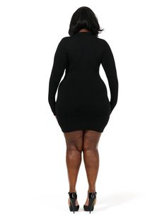 Our iconic mini dress features a mock neckline with long fitted sleeves and hits at your thights. Style with heels, boots or sneakers. Designed with versatility for morning, day and night. Legacy Collection Import 95% Viscose, 5% Spandex Model wears size 1X True to size This dress is double-lined Little Black Dress Plus Size, Black Dress Plus Size, Naked Wardrobe, Fitted Sleeves, Heels Boots, Mock Neckline, Day And Night, Bodycon Mini Dress, Plus Size Dresses