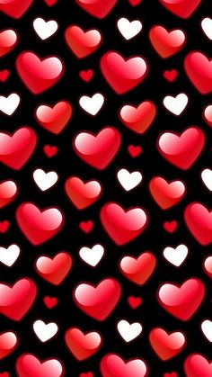 many red and white hearts on a black background