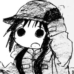 a black and white drawing of a girl wearing a hat