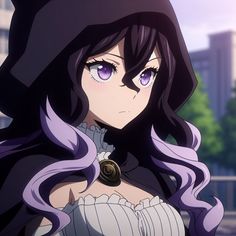 Anime Oc Female Black Hair Purple Eyes, Anime Violet Hair, Purple Hair Anime Female, Purple Haired Anime Female, Characters With Purple Hair, Mysterious Character, Anime Purple Hair, Anime Hair Color, Purple Streaks