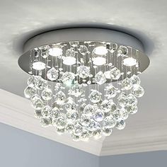 Raindrop Chandelier, Modern Flush Mount Ceiling Light, Chandelier For Bedroom, Led Ceiling Light Fixtures, Crystal Chandelier Lighting, Steel Lamp, Modern Flush Mount, Chandelier Light, Beautiful Chandelier