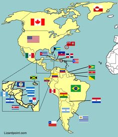 the world map with flags all over it