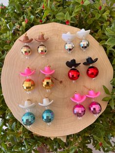 Handmade silicone and metal charm earrings on gold and silver posts. Cowboy Hat Disco Ball, Cowboy Hat Earrings, Pink Pony Club, Club Accessories, Space Cowgirl, Pony Club, Chappell Roan, Unique Christmas Gifts, Metal Charm