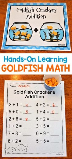 hands - on learning goldfish math game for kids to practice addition and subtraction