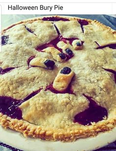 a close up of a pie on a table