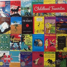 children's books are arranged in the shape of a collage with different pictures