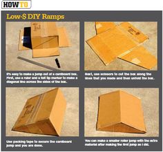 instructions for how to make a low - cost diy ramp out of cardboard boxes