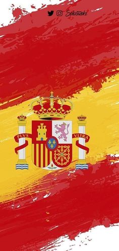 the flag of spain is painted in red, yellow and white