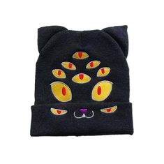 ✦ Eyze - Cat Ear Beanie ✦ Eyze the cat is here to help you keep an eye on your surroundings and watch out for creeps! All the while looking super cute and keeping warm in the colder months ♥️ Features: Color: Black Special Details: Soft plush Cat Ears Material: 100% Soft-feel Acrylic Soft to touch and comfy Adult one size Care: Machine wash cold, do not use dryer. Beanies are packed and secured in clear poly bags to protect the fabric from moisture or other debris. Standard shipping takes about Black Cat Ears Hat With Cat Design, Black Hat With Cat Ears And Cat Design, Black Cat Design Hat With Cat Ears, Adjustable Black Hat With Cat Design, Adjustable Cat Ears Novelty Hats, Novelty Adjustable Cat Ears Hats, Adjustable Novelty Cat Ears Hat, Black One Size Cat Ears Hat, Cute Black Mini Hats One Size