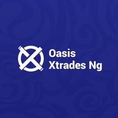 the oasis xtrades ng logo is shown on a blue background with swirls