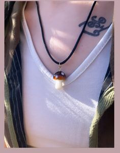 "Cute mushroom pendant necklace 🌱🍄 your choice of gold or silver findings, 18\" adjustable cord so you can create a shorter  choker length or longer. A simple yet cute design for you or a mushroom loving friend ✨  Mushrooms, Fairycore, Handmade Necklace, Magic, Ethereal, Silver, Gold, Forestcore, Cottagecore  All jewelry orders come with a custom care guide 🧚🏻" Mushroom Friendship Necklaces, Mushrooms Fairycore, Mushroom Design Necklace As Gift, Cute Mushroom Necklaces, Hippie Mushroom Necklace, Adjustable Mushroom Design Pendant Jewelry, Mushroom Necklaces, Cottagecore Necklace, Necklace Magic