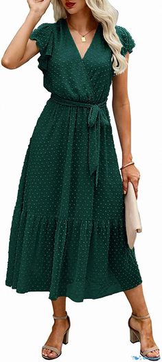 Orcajump - Fashionable Cross Tie Printed Collar Dress Apostolic Dresses, Collar Dress, A Line Skirt, Forest Green, A Line Skirts, Dark Green, A Line, Short Sleeves, Forest