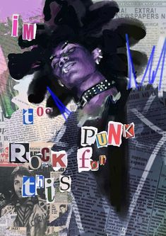 a collage of various images with the words punk rock off on it's side