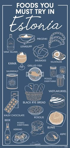 A foodie bucket list for all travelers, who want to discover the Estonian cuisine! Don't miss out on all the delicious foods the country has to offer. Estonia Souvenirs, Estonia Aesthetic, Estonia Food, Estonia Tartu, Estonian Food, Estonia Tallinn