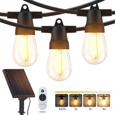 solar powered outdoor string lights with multiple bulbs