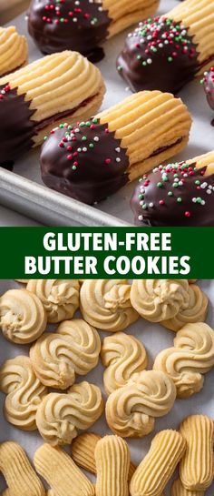 gluten - free butter cookies with chocolate frosting and sprinkles