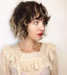 French Bob Shag, Woman Mullet Short, French Bobs, Curly Shag, Pixie Mullet, Bombshell Hair, French Bob, Chin Length Hair