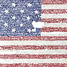 an american flag with writing on it