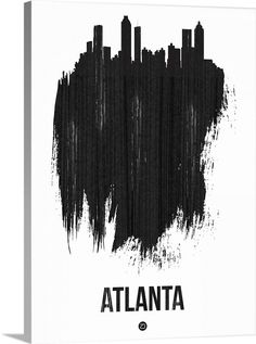 the atlanta skyline in black and white is featured on this canvas wall art print by artist mark