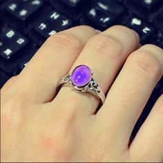 Questions? Leave A Comment Below! Mood Ring Color, Mood Ring Colors, Color Changing Ring, Western Rings, Mood Rings, Urban Outfitters Jewelry, Gold Pearl Ring, Green Stone Rings, Mood Ring