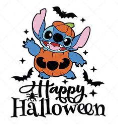 a cartoon character with the words happy halloween