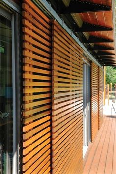 wooden slats on the side of a building