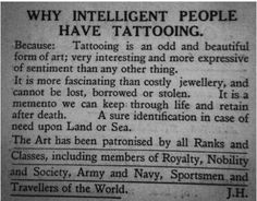 an old newspaper article with the caption'why intelligent people have tattooing '