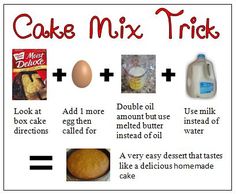 the ingredients for cake mix are shown here