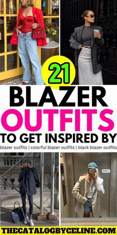 Blazer Outfits Black, Colorful Blazer Outfits, Trendy Night Out Outfits, Outfits With Wide Leg Jeans, Black Blazer Outfits, Pink Blazers, Red Blazers, Red Corset Top