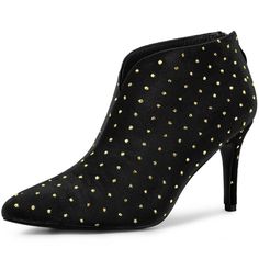 Elevate your style game with these stunning retro ankle boots, featuring a sleek deep V-shaped design. With their pointed toe and stiletto heel, these boots are the perfect addition to your shoe collection. Whether you pair them with skinny jeans or a mid-length skirt, you'll undoubtedly look ultra-chic. These versatile boots are perfect for any occasion, be it a party, work, shopping, or a date. Get ready to turn heads with these statement-making boots. Halloween Costume Boots, Faux Fur Heels, Accessories Goth, Fur Heels, Western Ankle Boots, Buckle Ankle Boots, Women's Ankle Boots, Womens Stilettos, Shoes Boots Ankle