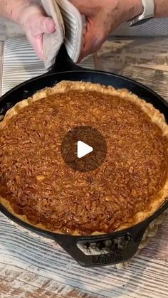 the pie is ready to be baked in the oven and put into the skillet