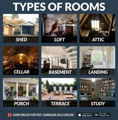 the different types of rooms are shown in this poster