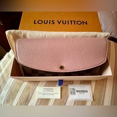 Brand New With Plenty Of Card Slots Includes Box And Dust Bag Designer Pink Wallets With Removable Pouch, Luxury Pink Wallet With Interior Card Slots, Luxury Pink Rectangular Wallet, Louis Vuitton Wallet Pink, Luxury Pink Compact Wallet, Louis Vuitton Multicolor, Louis Vuitton Pink, Leather Trifold Wallet, Key Pouch