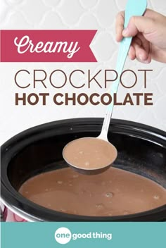 crockpot hot chocolate recipe with spoon in it