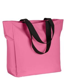 Polyester Zip Tote - PINK - OS | BAGedge Polyester Zip Tote Bag in Pink Liberty Bag, Shopping Totes, Zip Tote, Pink Tote, Zippered Tote, Reusable Shopping Bags, Promotional Products, Unique Designers, Large Bag