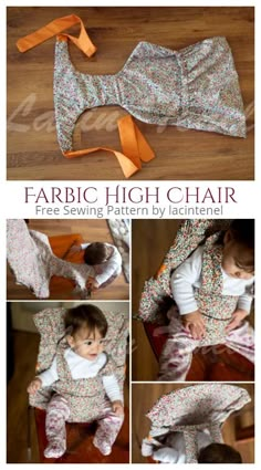 the instructions to make a fabric highchair for a baby's dress and diaper