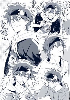 some anime characters with different expressions on their faces