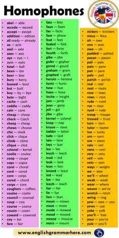 two different types of homophones are shown