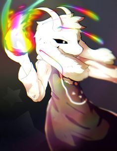 a digital painting of a white unicorn with rainbow hair