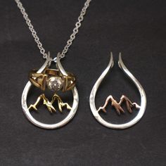 "Are you looking Ring Holder Necklace? We introduce our Mountain Themes Ring Holder Necklace made especially for mountaineers and climbers. 'Can you imagine how painful can be when you lost your wedding ring in the middle on the mountain?' Instead of keeping the ring your pocket or asking your husband to keep, you can put your ring safe from loss or scratches. The necklace really a lifesaver for you and your loved one. Keep you from all the headaches and frustration. Designed and Inspired by nat Turning Wedding Ring Into Necklace, Necklace To Hold Wedding Ring, Necklace For Ring Holder, Necklace Ring Holder Men, Necklace Engagement Ring Holder, Wedding Ring Necklace Holder, Jewelry Metalsmithing, Lock Charm Necklace, Wedding And Engagement Ring