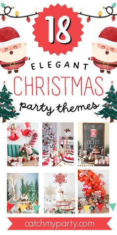 The holiday season is fast approaching which means lots of fun Christmas parties with family and friends. If you are planning a Christmas party in the next coming weeks but are stuck on a holiday party theme be sure to check out all the elegant Christmas party themes that we have rounded up for you. See more party ideas and share yours at CatchMyParty.com Christmas Party Theme Names, Work Christmas Party Ideas, Ladies Christmas Party, Christmas Party Theme, Outdoor Christmas Party, Easy Christmas Party, Church Christmas Party, Elegant Christmas Party