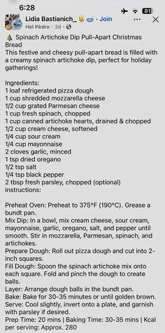 an image of a recipe for pizza with ingredients on the side and text below it