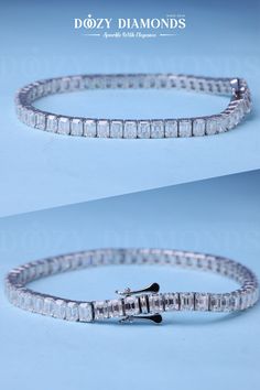 The Emerald Cut Tennis Diamond Bracelet for Women features a continuous line of sparkling emerald-cut diamonds, offering a sophisticated and timeless look, making it the perfect luxurious Christmas gift. To customize jewelry email us at doozydiamonds@gmail.com #emeraldcuttennisbracelet #diamondbracelet #tennisbracelet #thanksgivingsale #thanksgivingdiamondjewelry #blackfridayjewelrysale #blackfridayjewelrydesign #jewelryblackfridaysale #cybermondaysale Diamond Bracelet For Women, Luxurious Christmas, Women Christmas Gifts, Thanksgiving Sale, Continuous Line