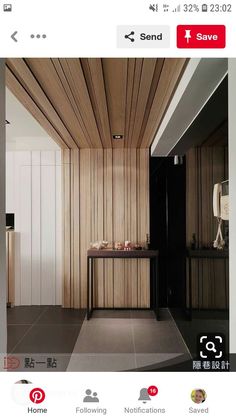 an instagram photo of a bathroom with wood paneling on the walls and floor