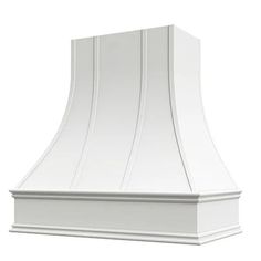 a white range hood on a white background with clipping for the top and bottom