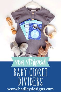 sea striped baby closet dividers with text overlay that says sea striped baby closet dividers