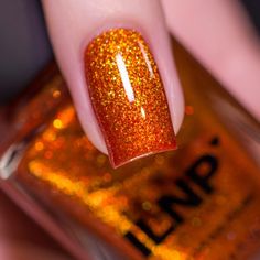 ILNP Pumpkin Patch - Vivid Burnt Orange Shimmer Nail Polish | eBay Orange Nail, Shimmer Nail Polish, Nail Shimmer, Lady Fingers, Thanksgiving Nails, Red Nail, Fall Nail Art