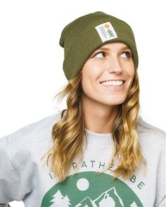 Whether walking downtown or on the trail, this comfortable beanie will keep you warm all day. Plus, we all know cold ears suck, so cover those puppies up! 100% acrylic with a soft feel Uncuffed length: 11.75” Hand washable This isn't your average outdoor gear... Together we pick up one pound of trash for every product sold. Learn more here! Green Winter Beanie One Size, Women's Muscle, Cuffed Beanie, One Pound, Cotton Balls, Olive Green Color, Wholesale Shoes, Reusable Bags, Beauty Bag